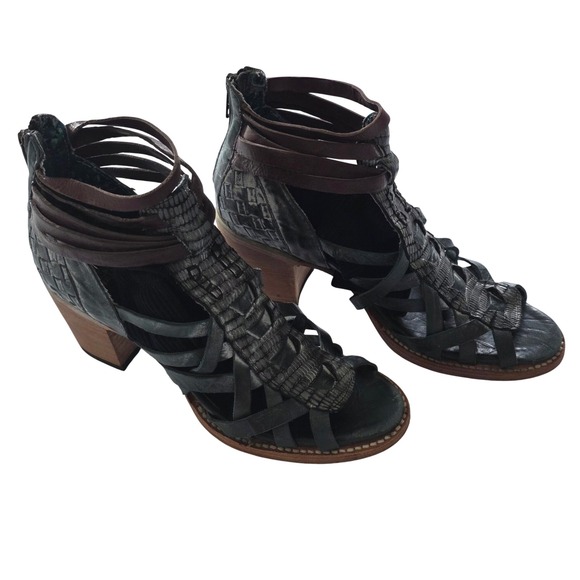 Freebird by Steven Shoes - Freebird by Steven Penny Sandals Women's 9 Brown Green Leather Block Heel Biker
